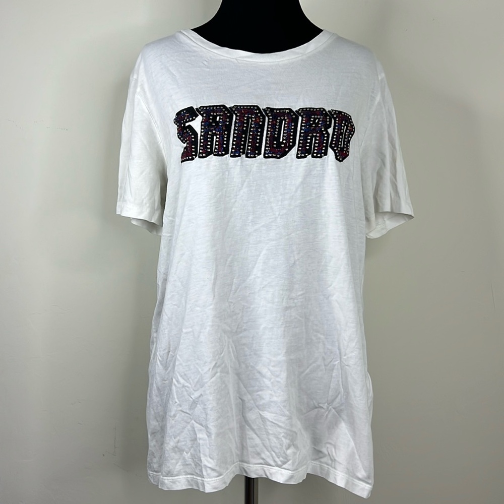 SANDRO Studded Logo Tee L